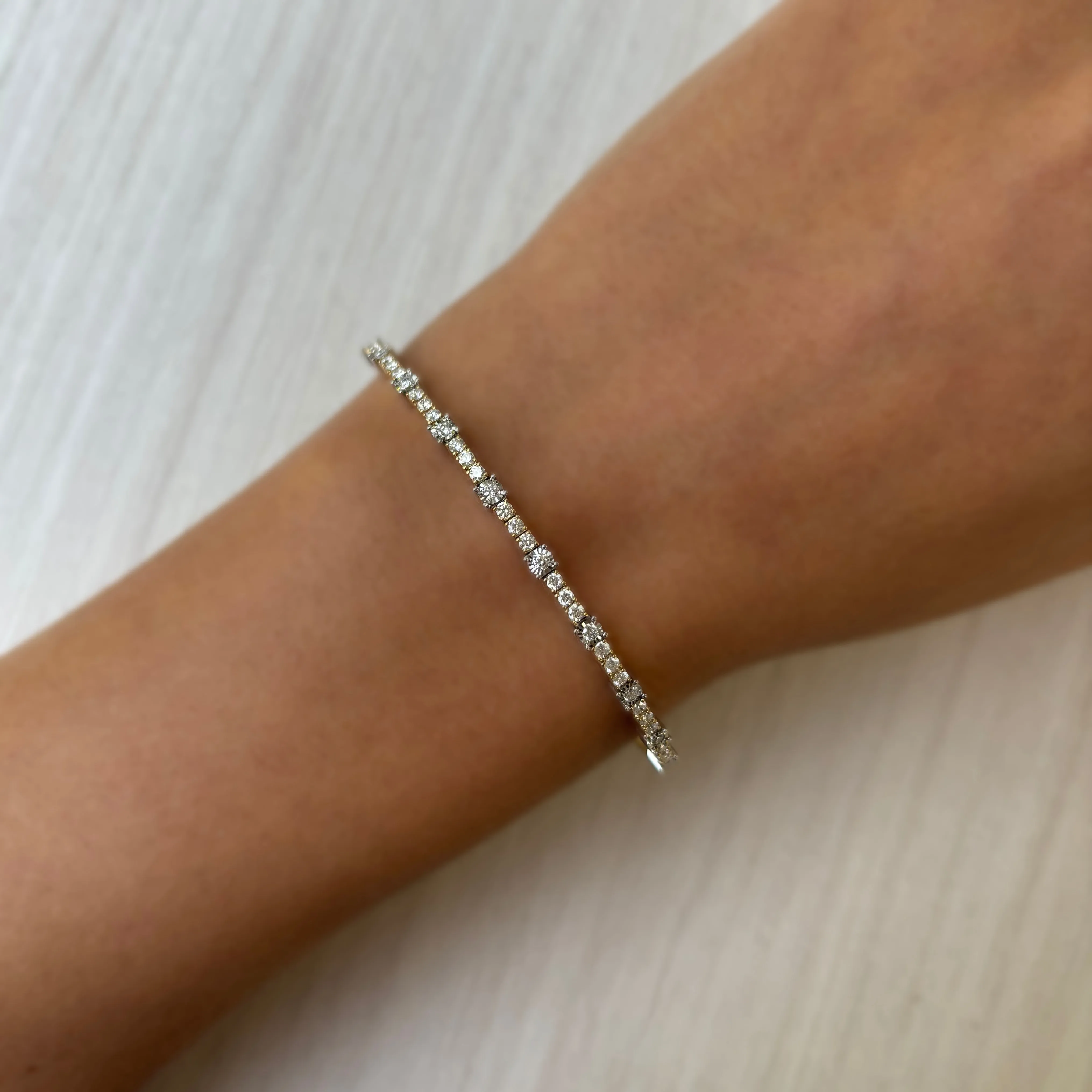 14K Gold & Diamond Flexible Two-Tone Bangle - 0.75ct