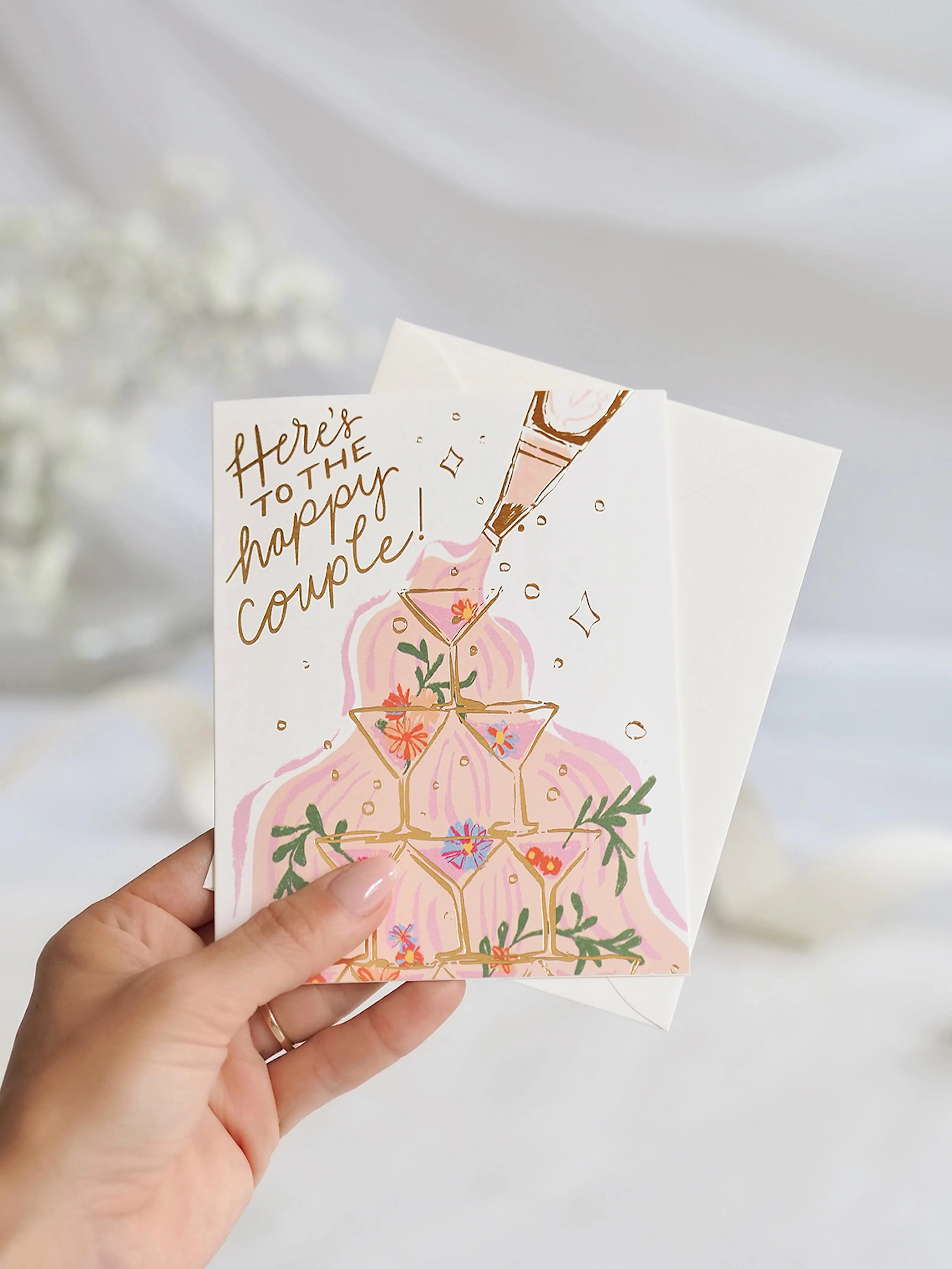 Champagne Fountain Wedding Card