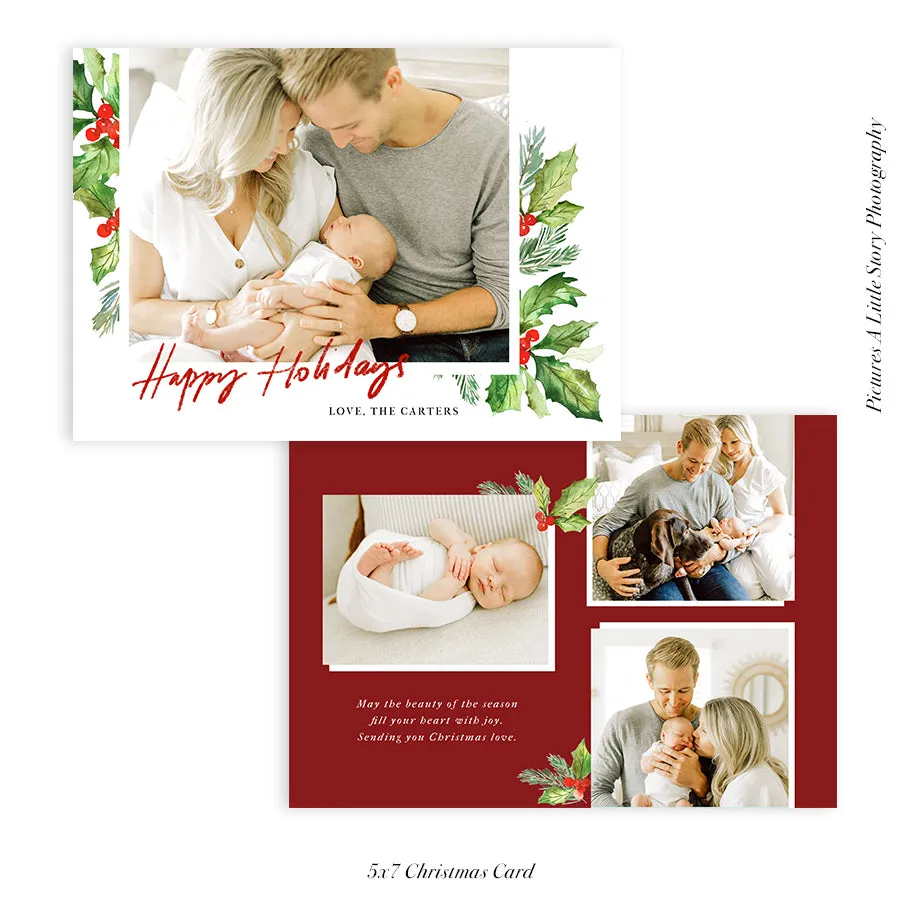 Christmas Photocard Templates Bundle | Winter Watercolor
