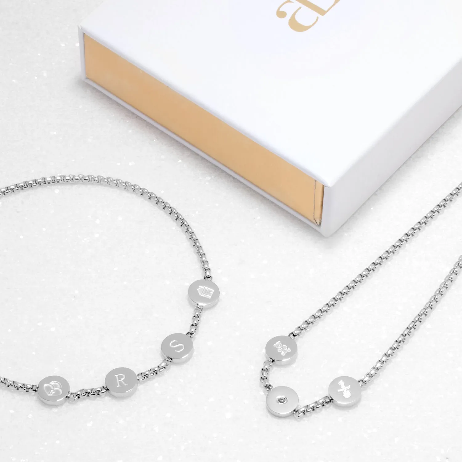 Custom Stamped Disc Bracelet (Silver)