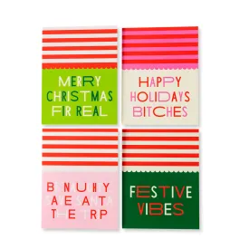 Furbish Boxed Holiday Christmas Greeting Card 8pc Set - Scallop Stripe