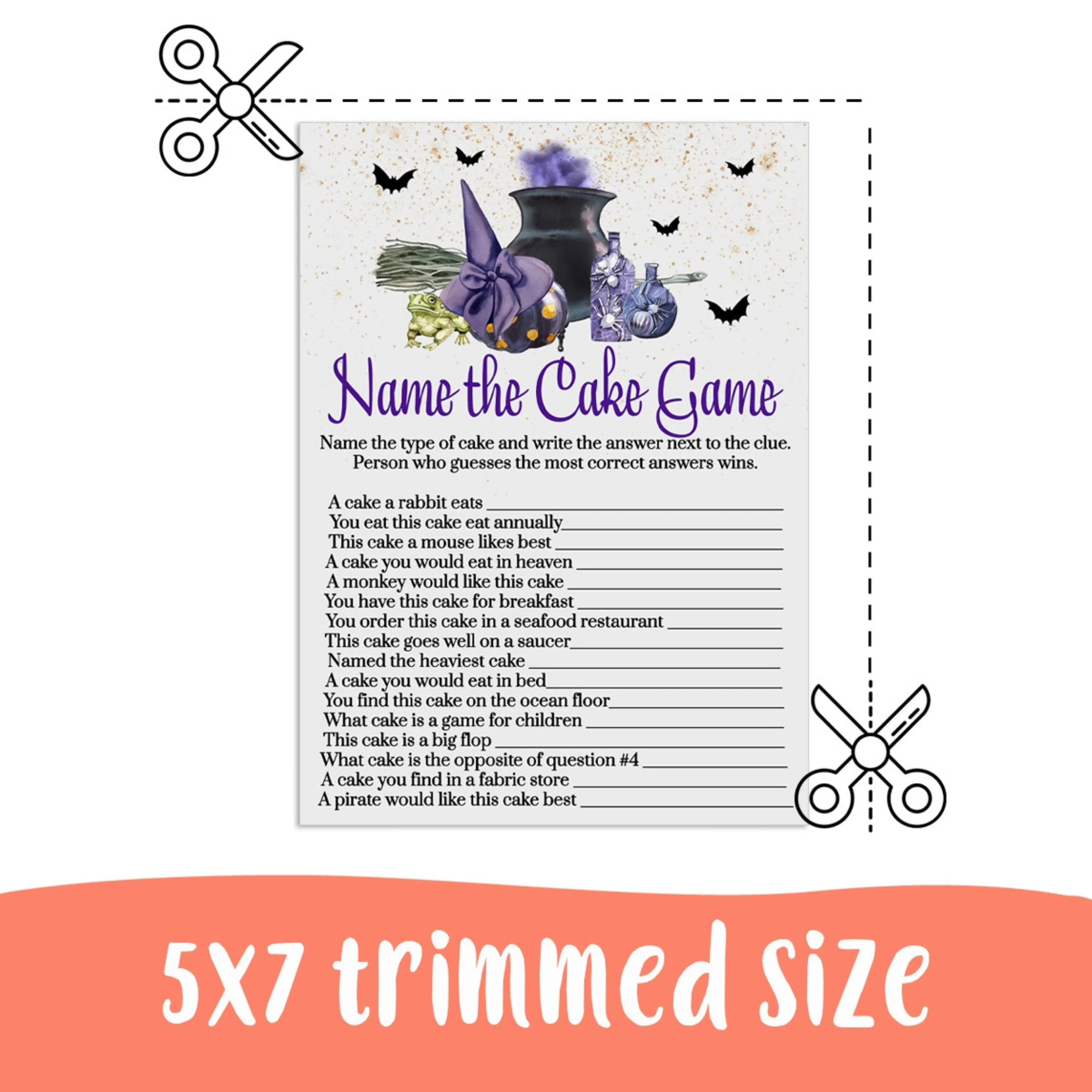 Halloween Bridal Shower Guess the Cake Game | Unique Wedding Reception Activity | Instant PDF Download