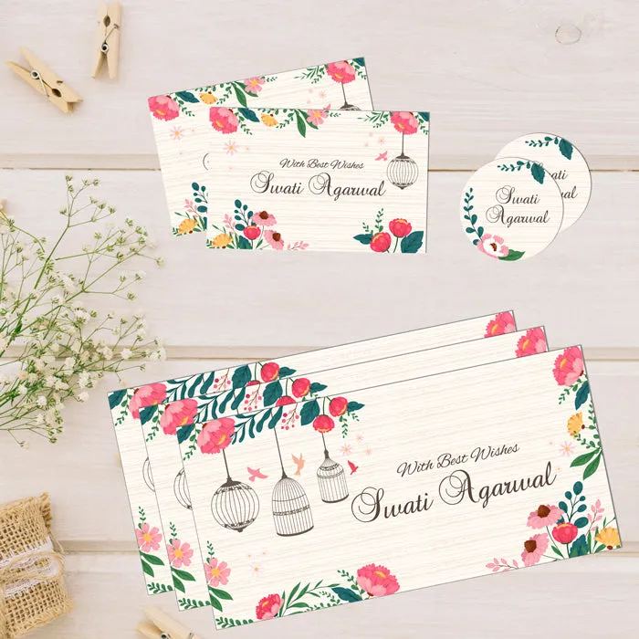 Personalised Gift Envelopes, Cards & Stickers Combo - Birds Cage, Set Of 130