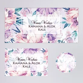 Personalised Gift Envelopes, Cards & Stickers Combo - Purple Watercolor, Set Of 130
