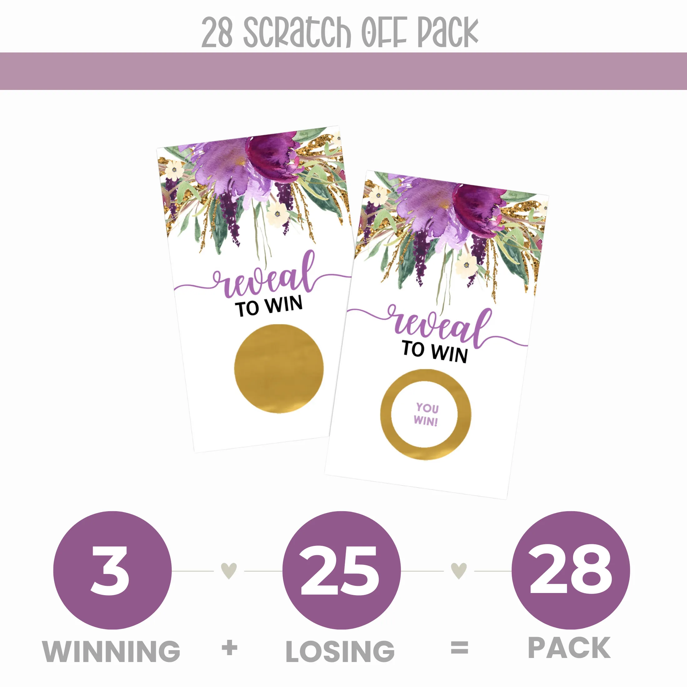 Purple Floral Scratch Off Game Cards (28 Pack)