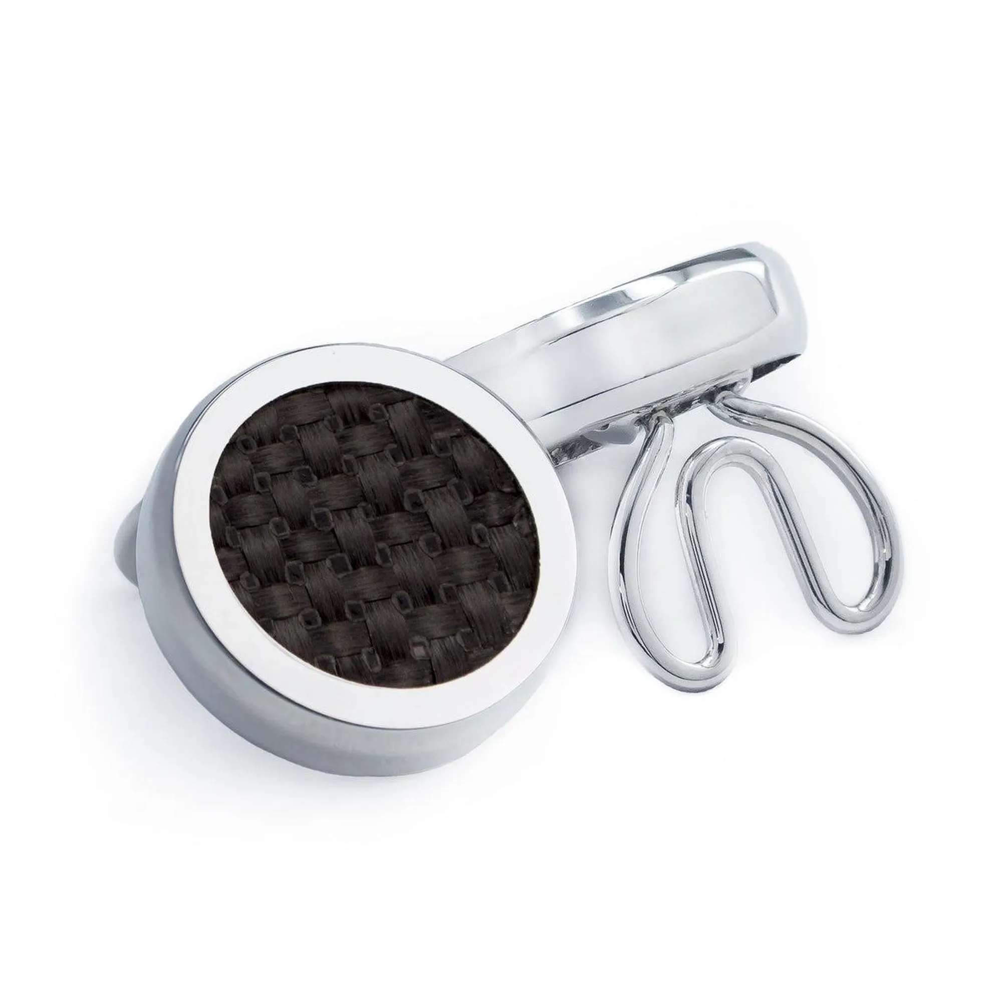 Round Black Carbon Fibre Button Covers