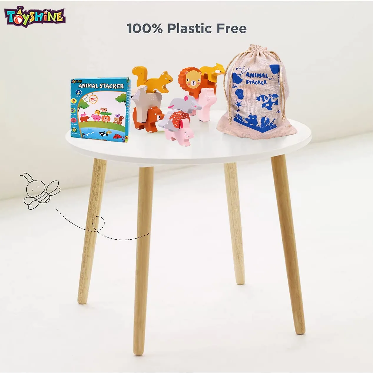 Toyshine Wooden Zoo Animal Blocks Stacking and Balancing Toy, Toddler Wood Animal Figures Blocks Imaginative Play, Preschool Educational Toys and Stack Balance Games for Kids - M2